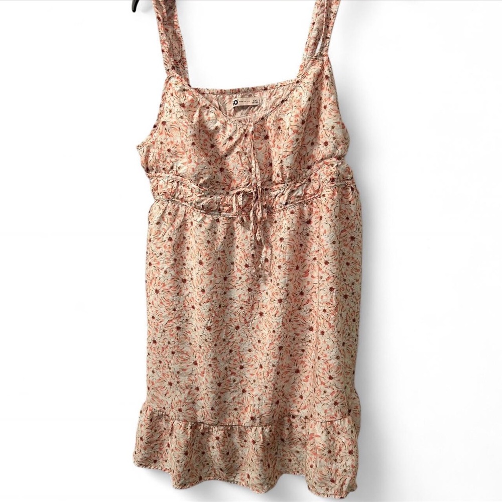 SO Floral Ruffle Sundress in Cream and Coral with dress lining and pockets